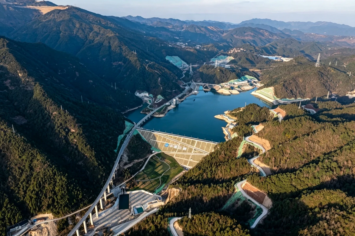 Pumped storage plant aerial view for NSD Electric integrated control systems and grid response applications
