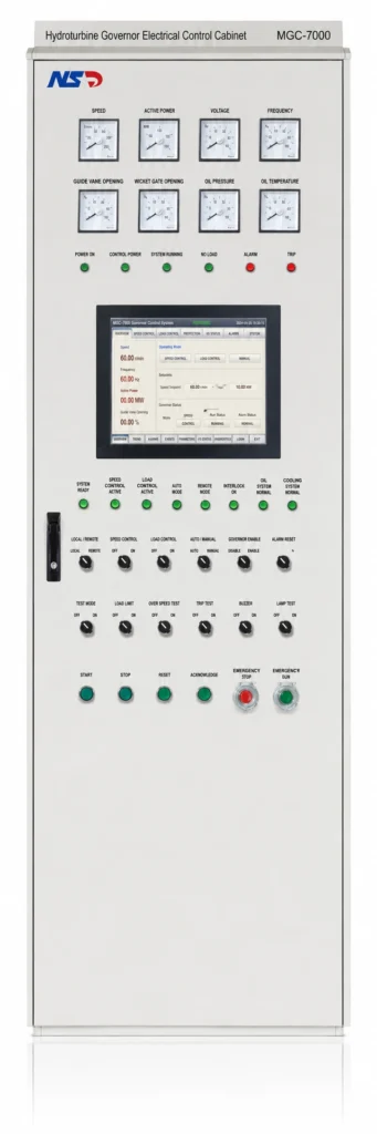 MGC-7000 hydroturbine governor electrical control cabinet front view