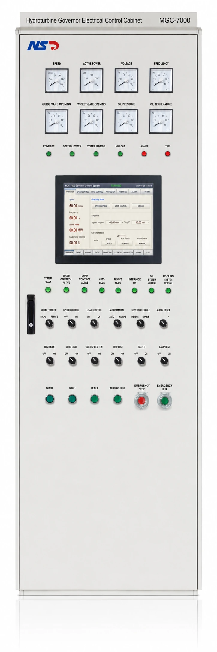 MGC-7000 hydroturbine governor electrical control cabinet front view