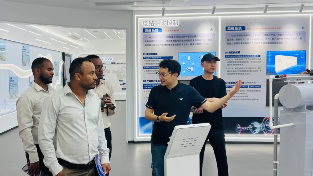 NSD Electric engineers introducing hydropower governor and excitation systems to the Ethiopian delegation.