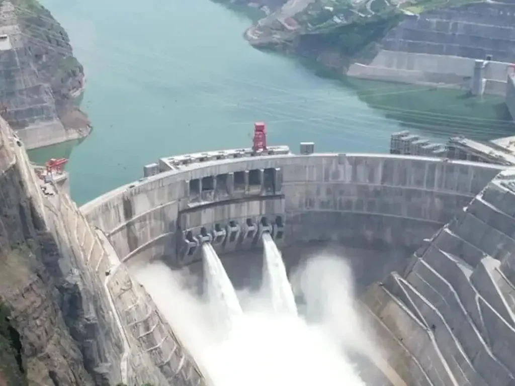Panoramic view of Baihetan Hydropower Station, a world-class clean energy project on the Jinsha River in China.
